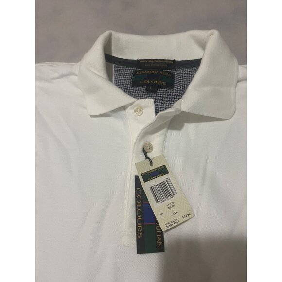 Alexander Julian Colours White Polo Shirt L 100% Cotton New With Tags Stain On F - Picture 3 of 9